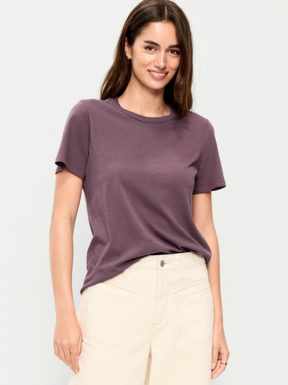 🆕 Old Navy Women's EveryWear Crew-Neck T-Shirt Short Sleeve Purple Large Tall